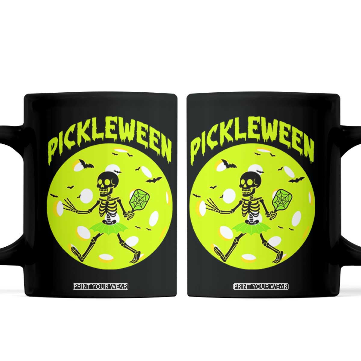 Funny Halloween Pickleball Lovers Coffee Mug Pickleween TS12 Black Print Your Wear