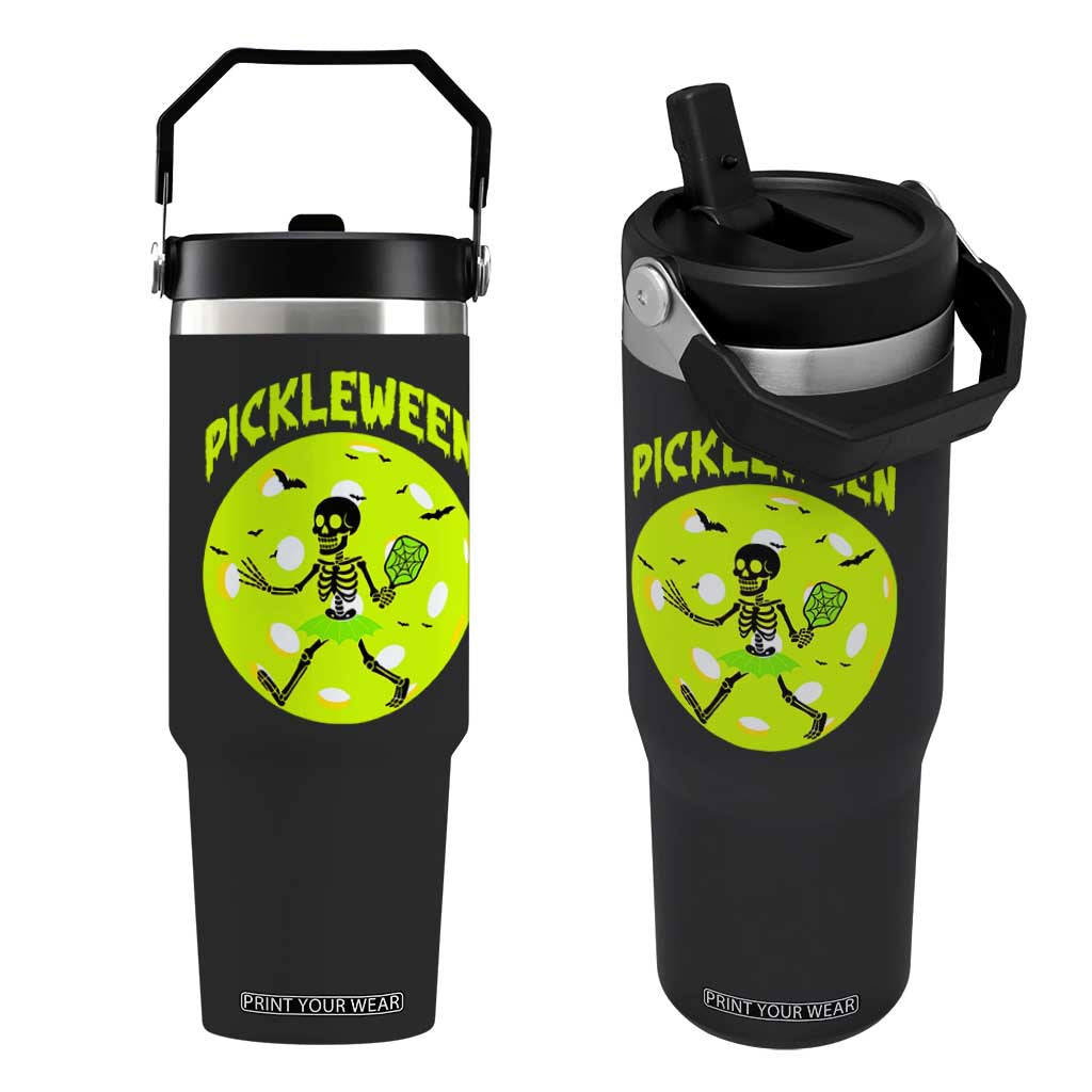 Funny Halloween Pickleball Lovers Flip Straw Tumbler Pickleween TS12 One Size: 30 oz Black Print Your Wear