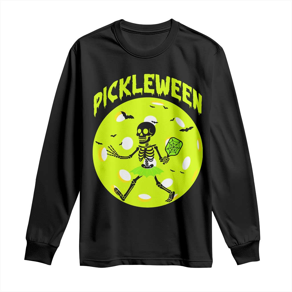 Funny Halloween Pickleball Lovers Long Sleeve Shirt Pickleween TS12 Black Print Your Wear
