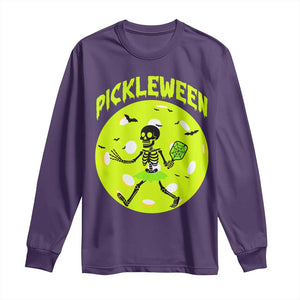 Funny Halloween Pickleball Lovers Long Sleeve Shirt Pickleween TS12 Purple Print Your Wear