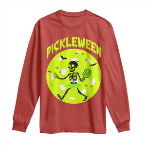 Funny Halloween Pickleball Lovers Long Sleeve Shirt Pickleween TS12 Red Print Your Wear
