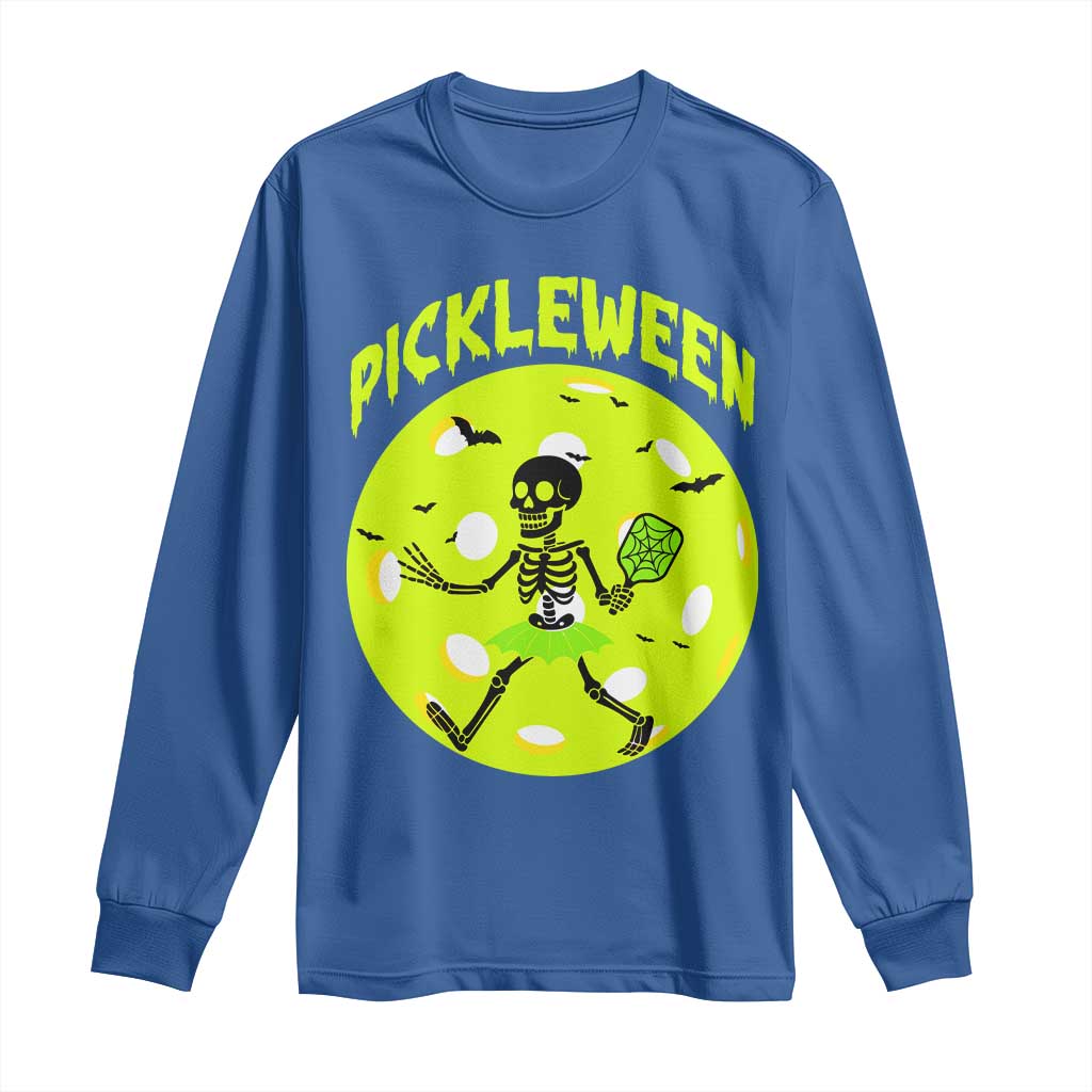Funny Halloween Pickleball Lovers Long Sleeve Shirt Pickleween TS12 Royal Blue Print Your Wear