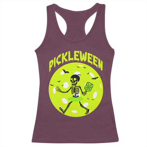 Funny Halloween Pickleball Lovers Racerback Tank Top Pickleween TS12 Maroon Print Your Wear
