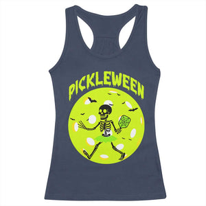Funny Halloween Pickleball Lovers Racerback Tank Top Pickleween TS12 Navy Print Your Wear