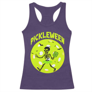 Funny Halloween Pickleball Lovers Racerback Tank Top Pickleween TS12 Purple Print Your Wear