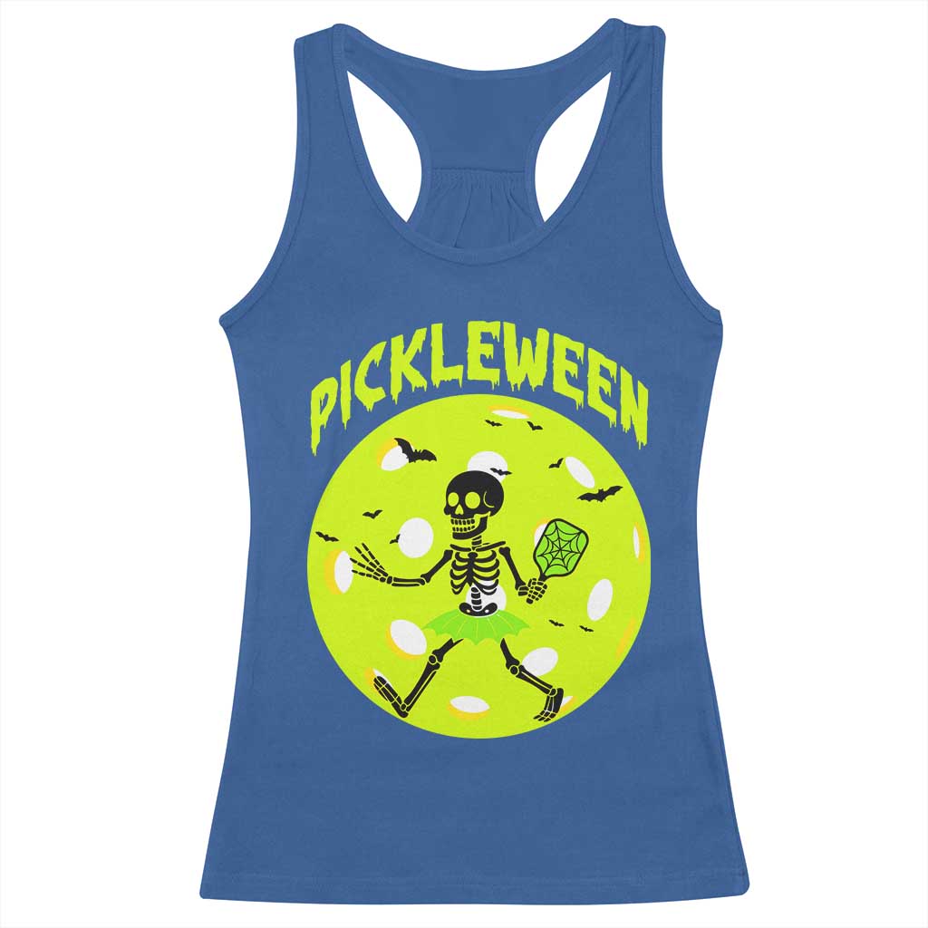 Funny Halloween Pickleball Lovers Racerback Tank Top Pickleween TS12 Royal Blue Print Your Wear