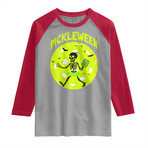 Funny Halloween Pickleball Lovers Raglan Shirt Pickleween TS12 Sport Gray Red Print Your Wear