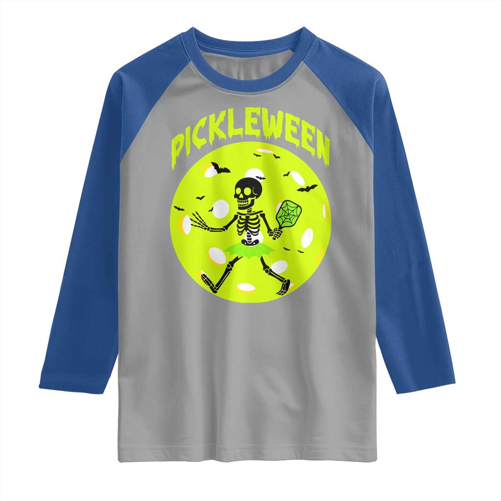 Funny Halloween Pickleball Lovers Raglan Shirt Pickleween TS12 Sport Gray Royal Print Your Wear