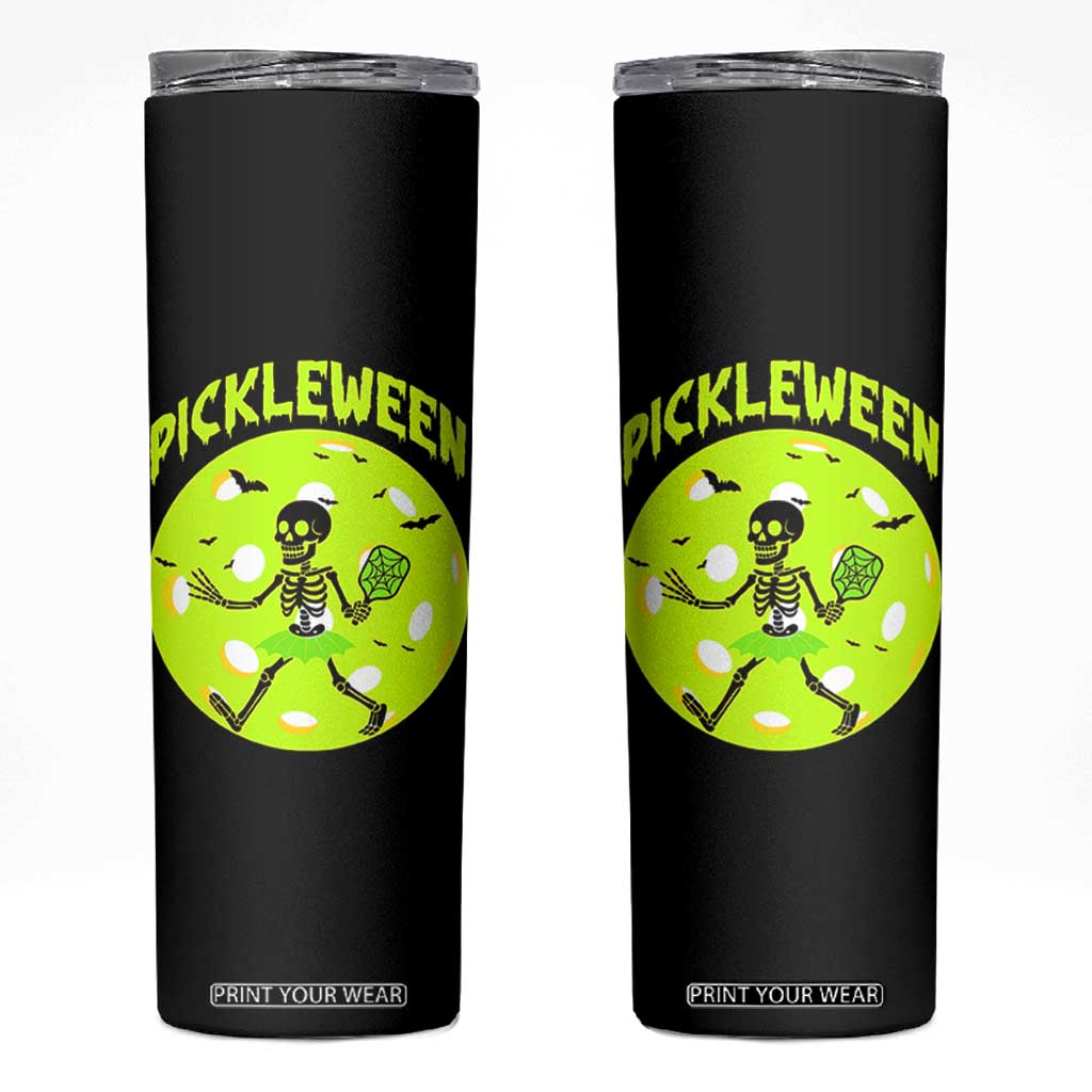 Funny Halloween Pickleball Lovers Skinny Tumbler Pickleween TS12 Black Print Your Wear