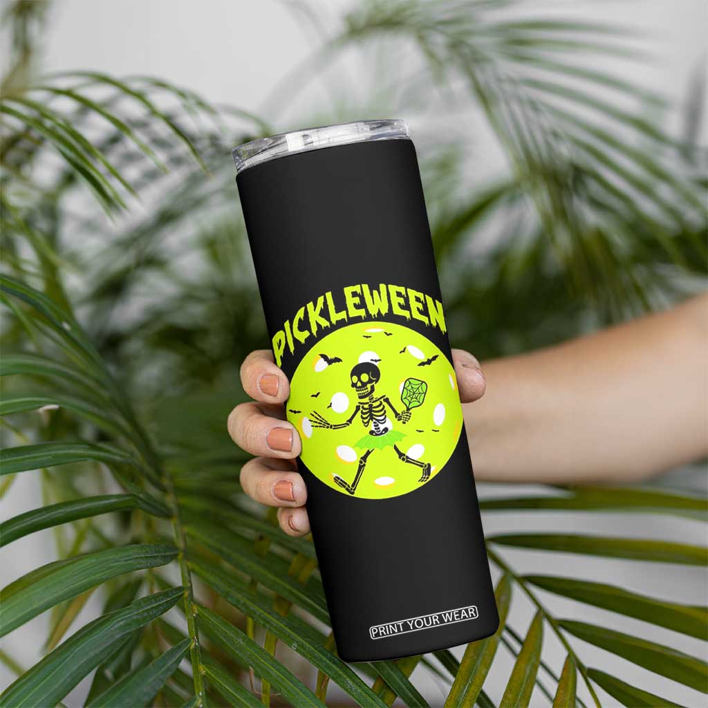 Funny Halloween Pickleball Lovers Skinny Tumbler Pickleween TS12 Print Your Wear