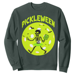 Funny Halloween Pickleball Lovers Sweatshirt Pickleween TS12 Dark Forest Green Print Your Wear