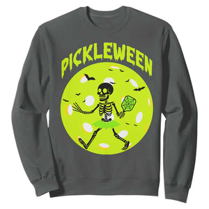Funny Halloween Pickleball Lovers Sweatshirt Pickleween TS12 Dark Heather Print Your Wear