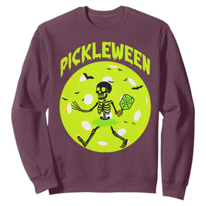 Funny Halloween Pickleball Lovers Sweatshirt Pickleween TS12 Maroon Print Your Wear