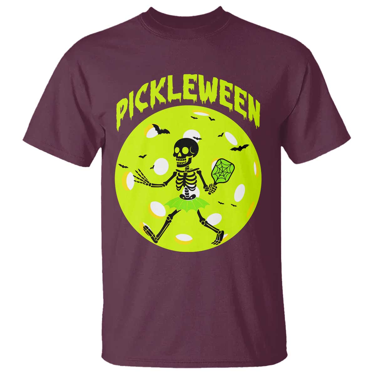 Funny Halloween Pickleball Lovers T Shirt Pickleween TS12 Maroon Print Your Wear