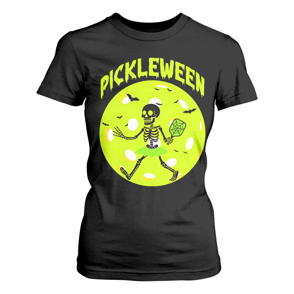 Funny Halloween Pickleball Lovers T Shirt For Women Pickleween TS12 Black Print Your Wear