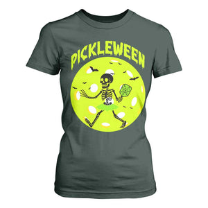 Funny Halloween Pickleball Lovers T Shirt For Women Pickleween TS12 Dark Forest Green Print Your Wear
