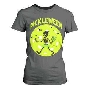 Funny Halloween Pickleball Lovers T Shirt For Women Pickleween TS12 Dark Heather Print Your Wear