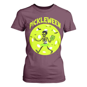Funny Halloween Pickleball Lovers T Shirt For Women Pickleween TS12 Maroon Print Your Wear