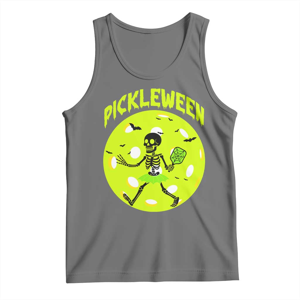 Funny Halloween Pickleball Lovers Tank Top Pickleween TS12 Black Heather Print Your Wear