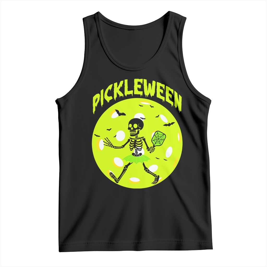 Funny Halloween Pickleball Lovers Tank Top Pickleween TS12 Black Print Your Wear