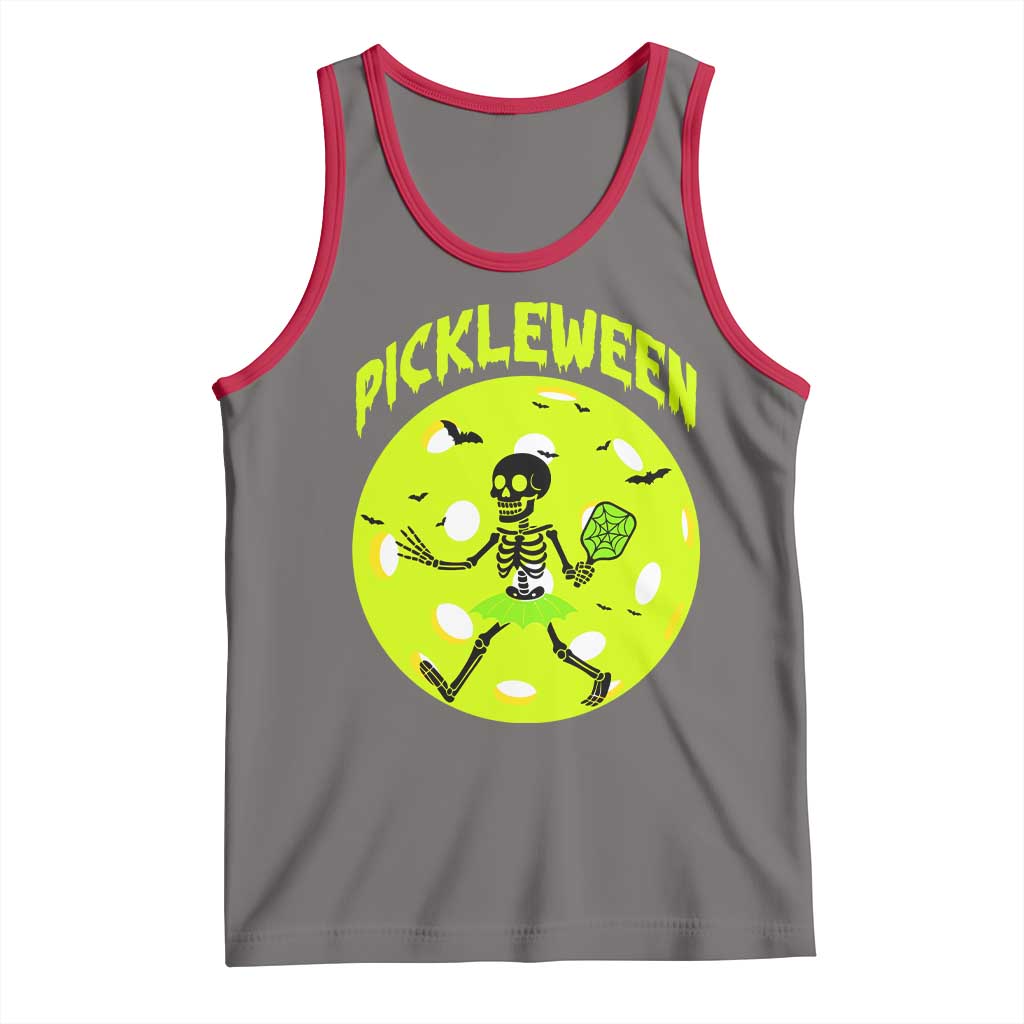 Funny Halloween Pickleball Lovers Tank Top Pickleween TS12 Deep Heather Red Print Your Wear
