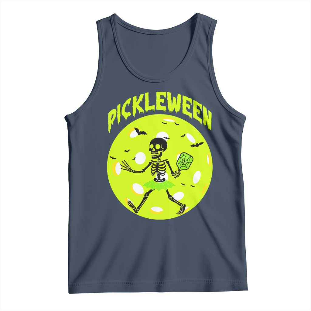 Funny Halloween Pickleball Lovers Tank Top Pickleween TS12 Navy Print Your Wear