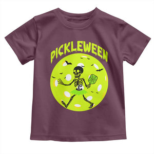 Funny Halloween Pickleball Lovers Toddler T Shirt Pickleween TS12 Maroon Print Your Wear