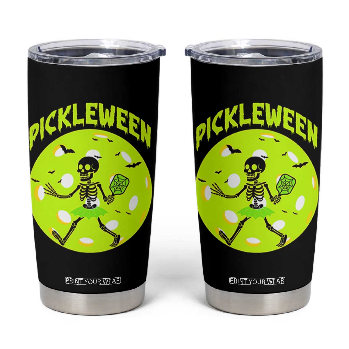 Funny Halloween Pickleball Lovers Tumbler Cup Pickleween TS12 Black Print Your Wear