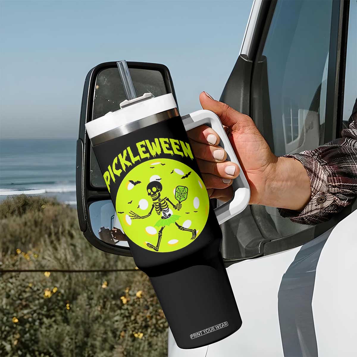 Funny Halloween Pickleball Lovers Tumbler With Handle Pickleween TS12 Print Your Wear