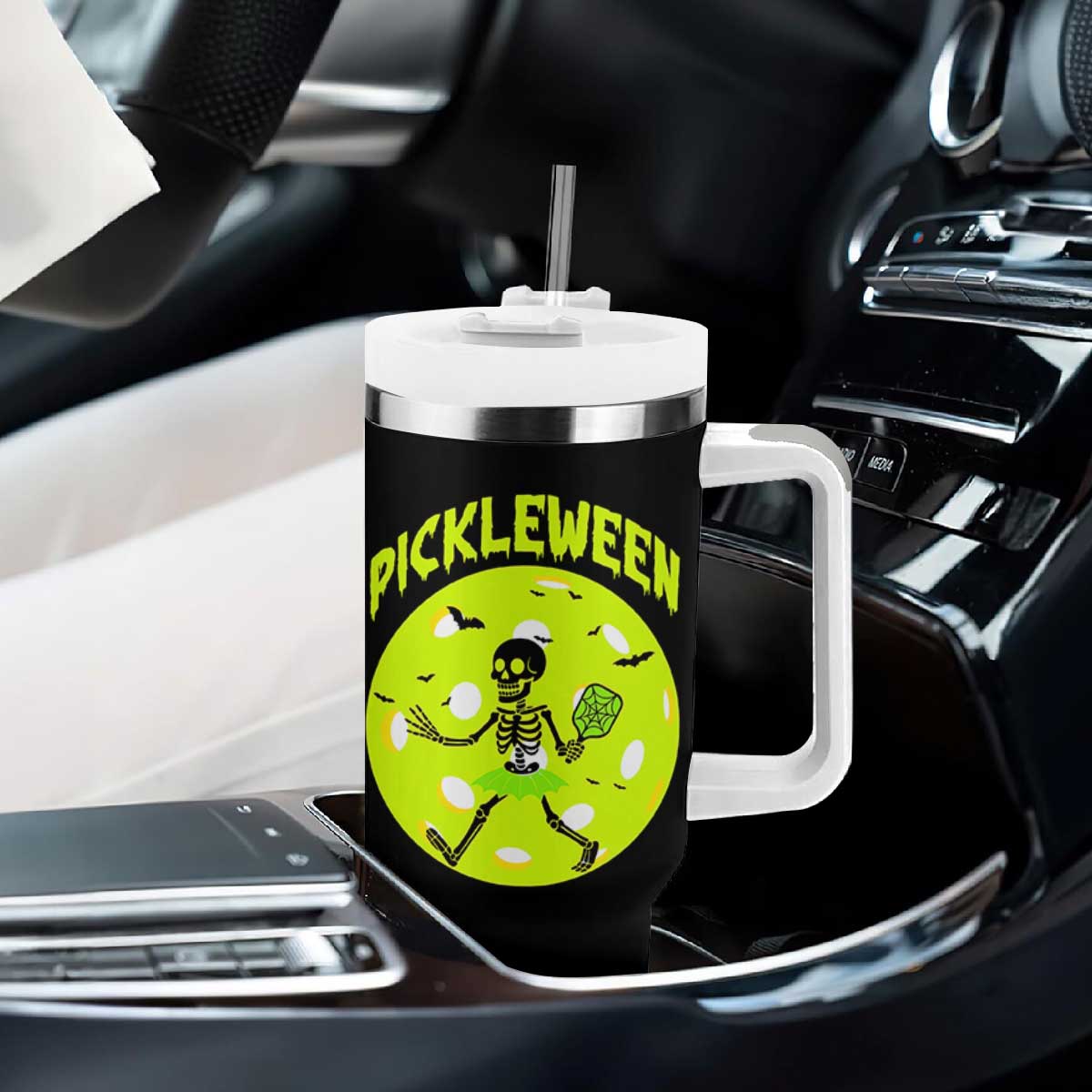 Funny Halloween Pickleball Lovers Tumbler With Handle Pickleween TS12 Print Your Wear
