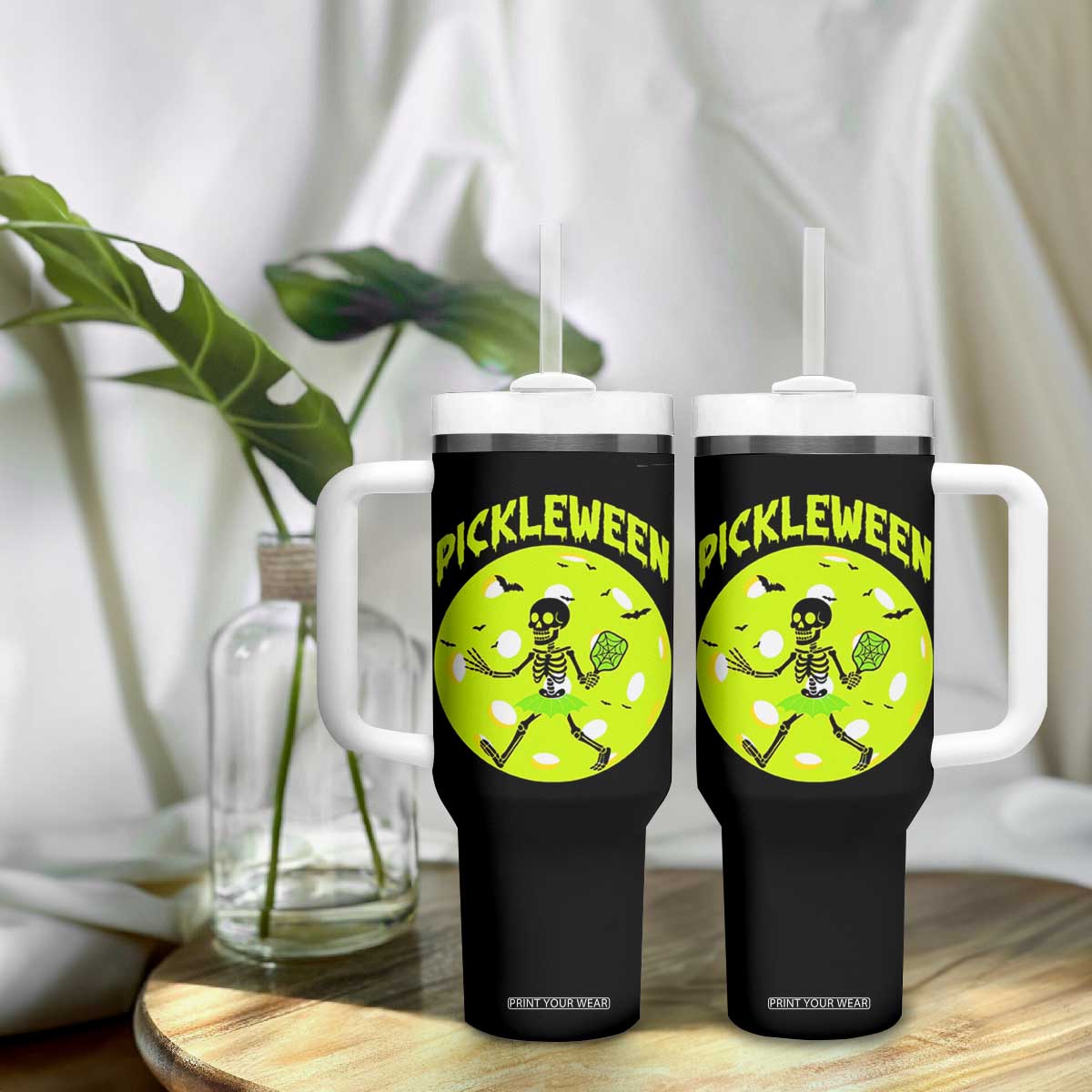 Funny Halloween Pickleball Lovers Tumbler With Handle Pickleween TS12 Print Your Wear