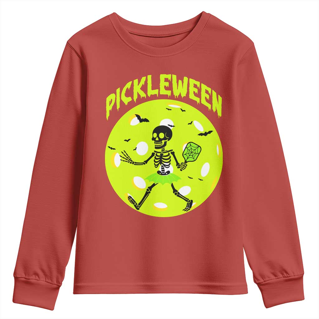 Funny Halloween Pickleball Lovers Youth Sweatshirt Pickleween TS12 Red Print Your Wear