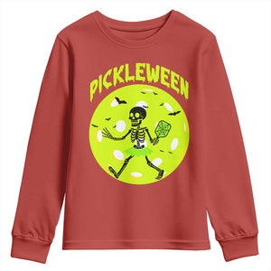 Funny Halloween Pickleball Lovers Youth Sweatshirt Pickleween TS12 Red Print Your Wear