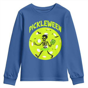 Funny Halloween Pickleball Lovers Youth Sweatshirt Pickleween TS12 Royal Blue Print Your Wear
