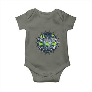 Funny Dancing Skeletons Baby Onesie Pickleball Halloween Gift TS12 Military Green Print Your Wear