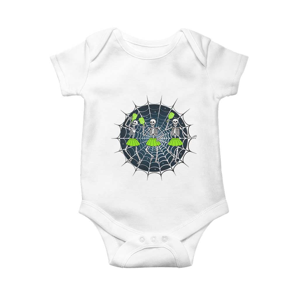 Funny Dancing Skeletons Baby Onesie Pickleball Halloween Gift TS12 White Print Your Wear