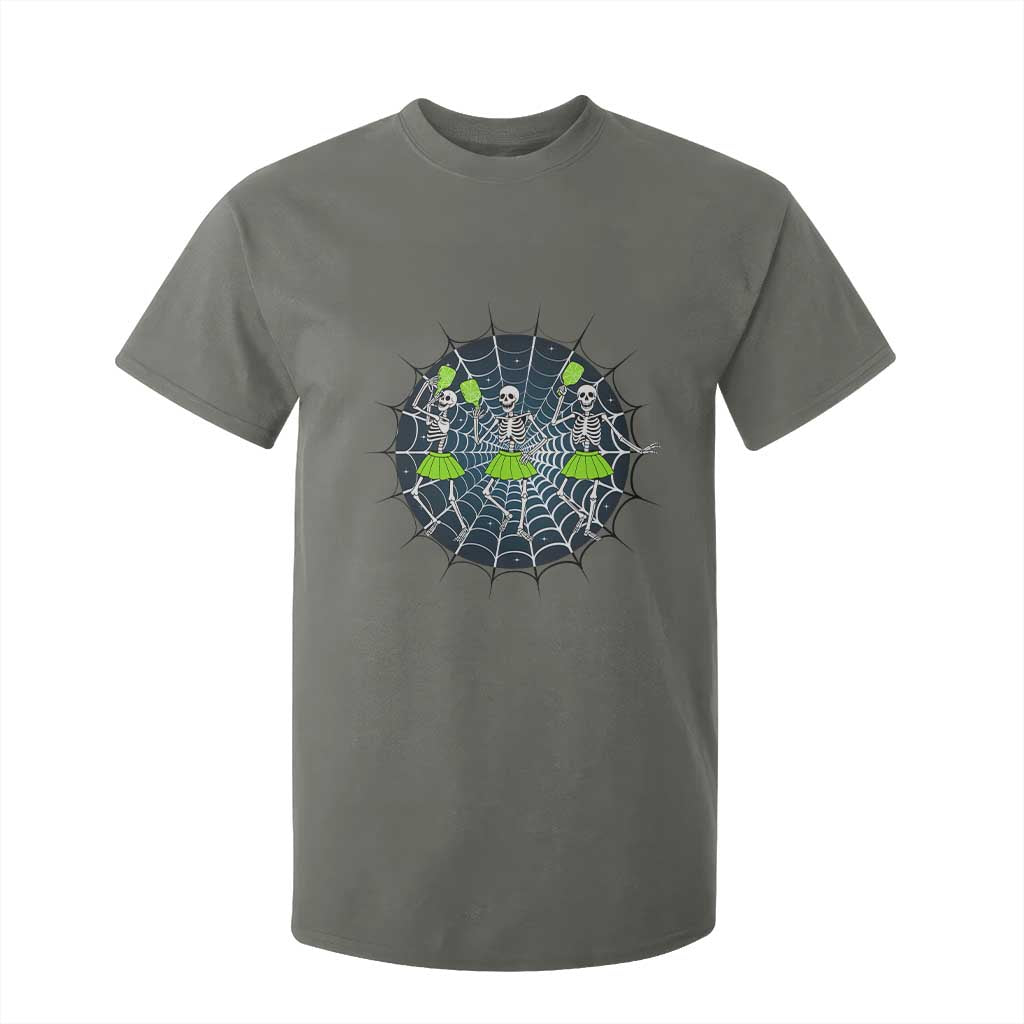 Funny Dancing Skeletons T Shirt For Kid Pickleball Halloween Gift TS12 Military Green Print Your Wear