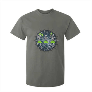 Funny Dancing Skeletons T Shirt For Kid Pickleball Halloween Gift TS12 Military Green Print Your Wear