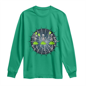 Funny Dancing Skeletons Long Sleeve Shirt Pickleball Halloween Gift TS12 Irish Green Print Your Wear