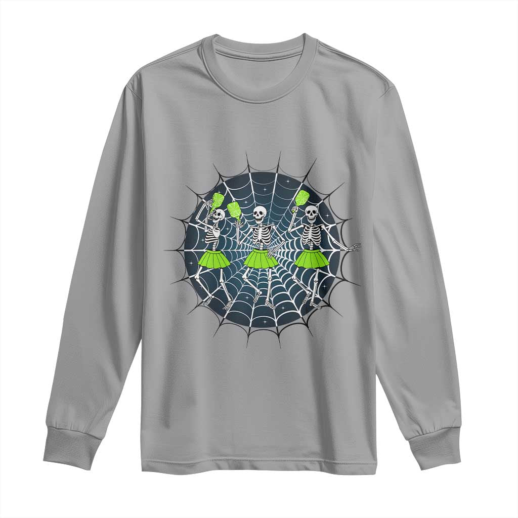 Funny Dancing Skeletons Long Sleeve Shirt Pickleball Halloween Gift TS12 Sport Gray Print Your Wear