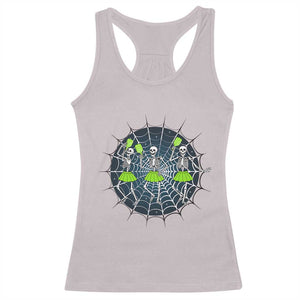 Funny Dancing Skeletons Racerback Tank Top Pickleball Halloween Gift TS12 Ice Gray Print Your Wear