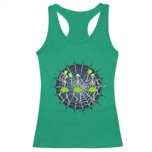 Funny Dancing Skeletons Racerback Tank Top Pickleball Halloween Gift TS12 Irish Green Print Your Wear