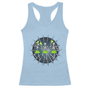 Funny Dancing Skeletons Racerback Tank Top Pickleball Halloween Gift TS12 Light Blue Print Your Wear