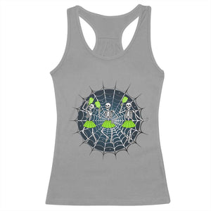 Funny Dancing Skeletons Racerback Tank Top Pickleball Halloween Gift TS12 Sport Gray Print Your Wear