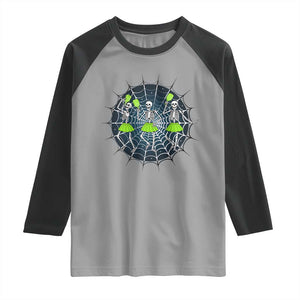 Funny Dancing Skeletons Raglan Shirt Pickleball Halloween Gift TS12 Sport Gray Black Print Your Wear