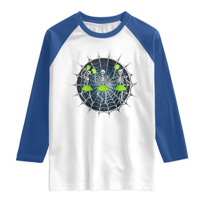 Funny Dancing Skeletons Raglan Shirt Pickleball Halloween Gift TS12 White Royal Print Your Wear