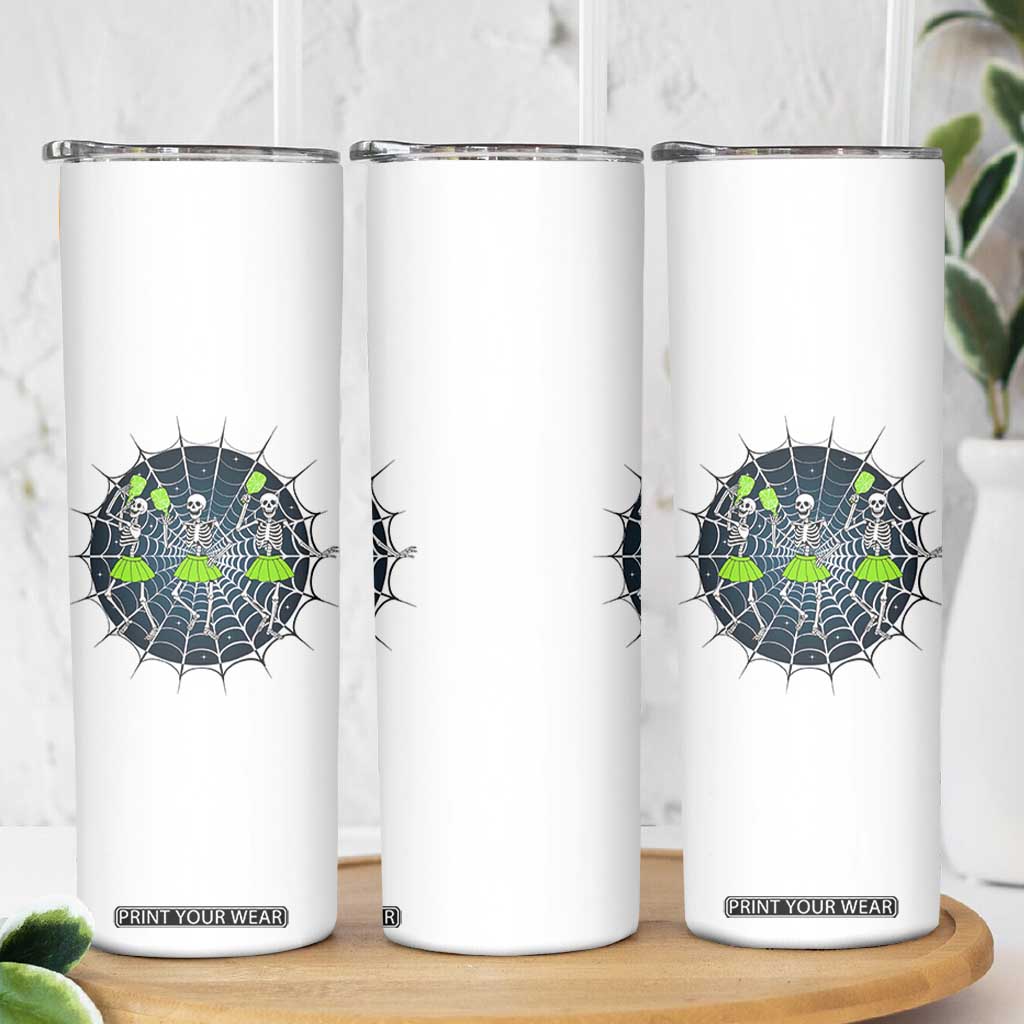 Funny Dancing Skeletons Skinny Tumbler Pickleball Halloween Gift TS12 Print Your Wear
