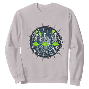 Funny Dancing Skeletons Sweatshirt Pickleball Halloween Gift TS12 Ice Gray Print Your Wear