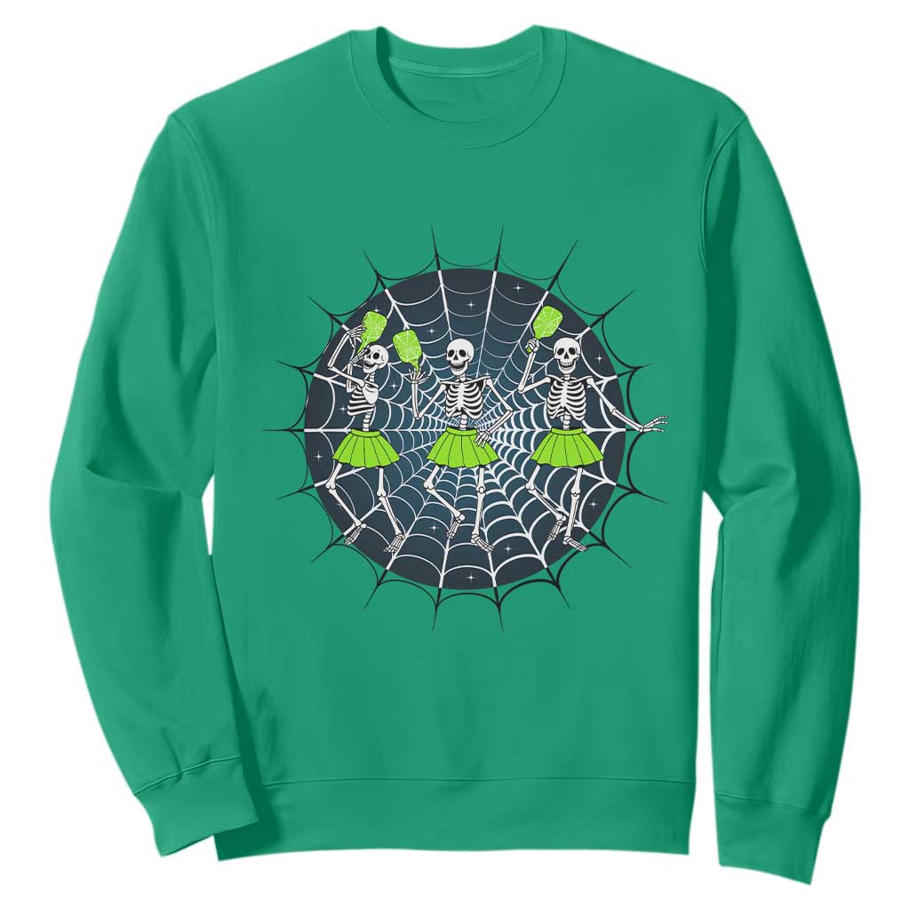 Funny Dancing Skeletons Sweatshirt Pickleball Halloween Gift TS12 Irish Green Print Your Wear