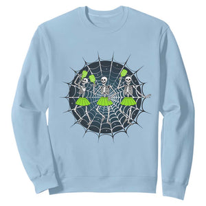 Funny Dancing Skeletons Sweatshirt Pickleball Halloween Gift TS12 Light Blue Print Your Wear
